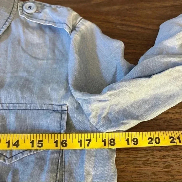 ❤️ BB Dakota Blue  Chambray Denim Hooded Jacket Sz XS Tencel Lightweight Cinched - Picture 8 of 10
